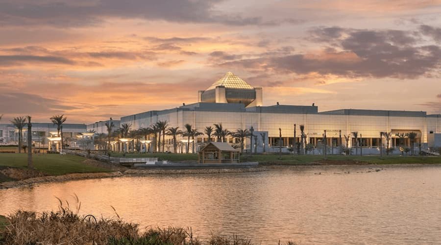 Exterior view of the Museum of Egyptian Civilization in Cairo, showcasing modern architecture
